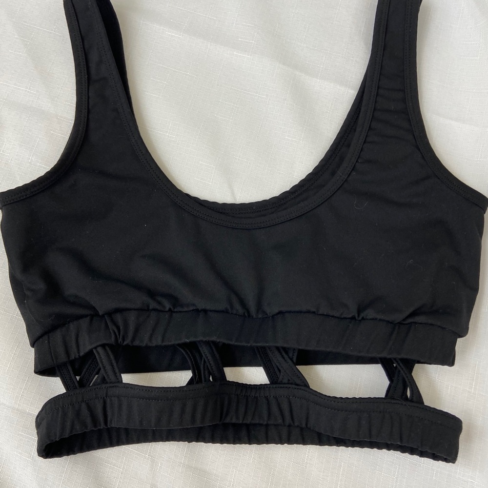 Black cut out sports bra